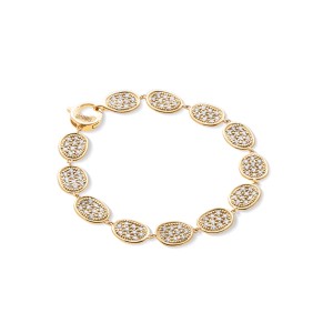 Marco Bicego Lunaria Collection 18K Yellow Gold and Diamond Pave Link Bracelet